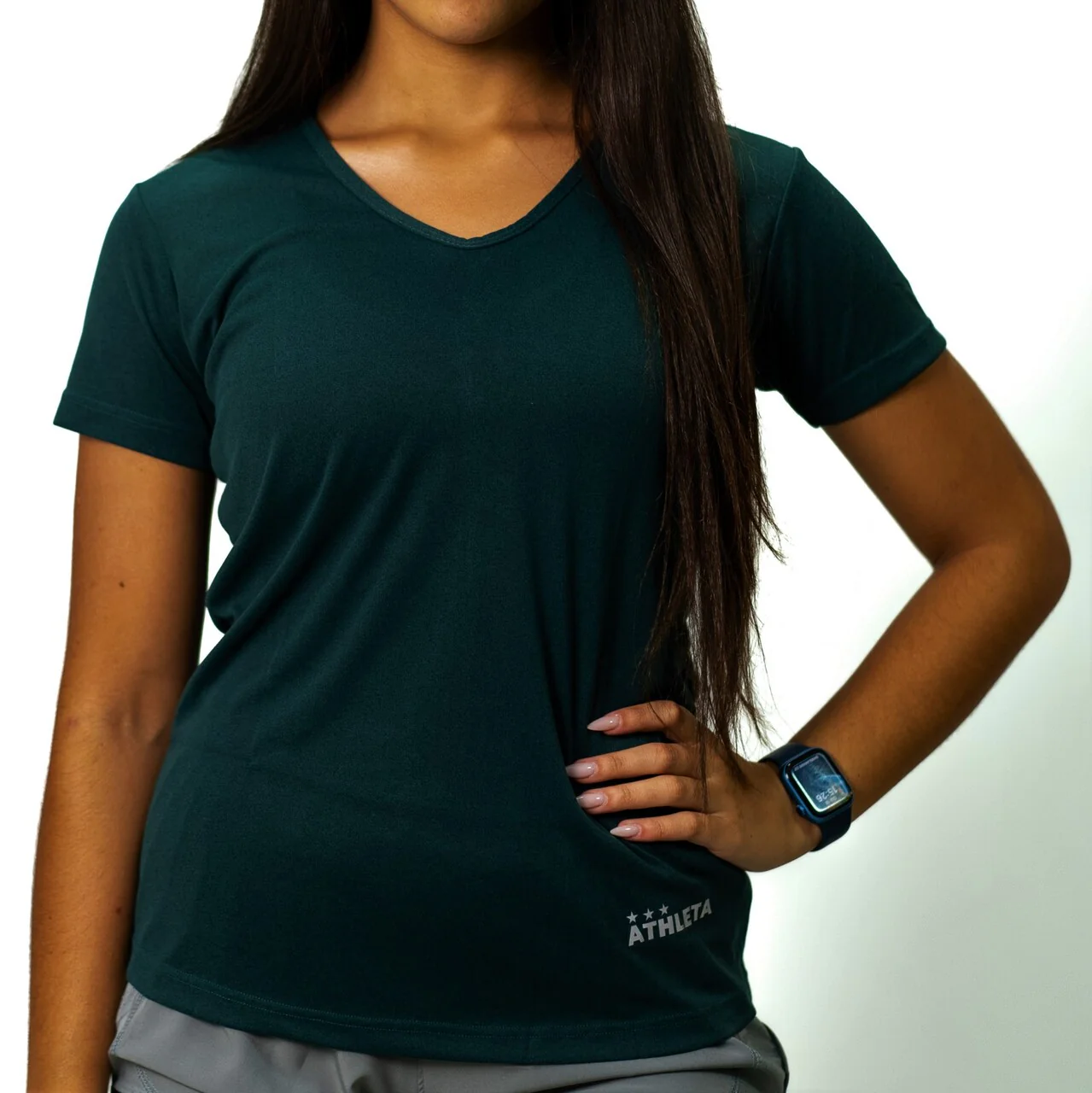 Camiseta Athleta Soft 23 Amini Crepe Fem Verde Escuro - Image 5
